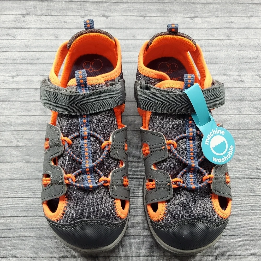 NWOT Stride Rite River Sandals‎ Strappy Toddler Boys Size 12 Gray Orange